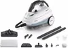 A steam cleaner and its accessories are displayed on a white background. Podgląd zdjęcia produktu