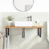 Ripiano a Parete per Lavabo in Acciaio e Massello di Rovere Anteprima dell’immagine prodotto 3