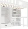 okwish Hochbett 90x200cm Funktionsbett mit Schreibtisch und Produktbild-Vorschau 8
