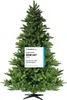 A green artificial Christmas tree with a blue and white award badge attached to it. Produktbild-Vorschau