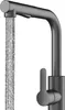 A close-up view of a modern kitchen faucet with water flowing from the spout. Náhled obrázku produktu