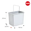 A white trash can with a metal handle, shown with dimensions indicated by lines and text. Náhled obrázku produktu