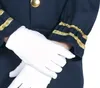 Close-up of a person wearing white gloves and a dark blue uniform with gold trim on the sleeves. Produktbild-Vorschau