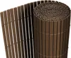 A rolled-up privacy screen made of brown plastic slats. Produktbild-Vorschau