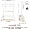 Diagram showing the dimensions and VESA compatibility of a TV stand. Podgląd zdjęcia produktu