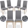 6x Stuhlhussen Stretch Grau Elastische Stuhlbezüge Produktbild-Vorschau 1