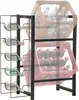 A product shot of a metal wine rack holding several bottles of wine, with two plastic crates of beverages stacked behind it. Náhled obrázku produktu