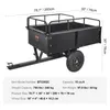 A black utility trailer with dimensions and specifications displayed. Produktbild-Vorschau