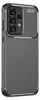 A close-up view of a black smartphone case with a carbon fiber texture and a camera module. Produktbild-Vorschau