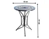 A round mosaic-topped table with a black metal base, shown in isolation against a white background. Dimensions are indicated. Produktbild-Vorschau