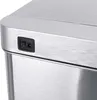A close-up view of a stainless steel automatic trash can's control panel. Produktbild-Vorschau
