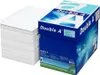 A stack of white paper next to a blue and white box of Double A copy paper. Náhled obrázku produktu