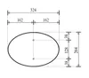 A technical drawing of an oval shape with dimensions indicated. Podgląd zdjęcia produktu