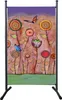 A decorative screen with a floral painting and butterflies. Produktbild-Vorschau