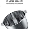 Close-up of the interior of a stainless steel pot with text overlay describing its capacity. Produktbild-Vorschau