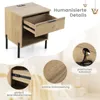 A product image showcasing a nightstand with various close-up details and descriptive text. Produktbild-Vorschau