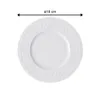 A white plate with a decorative rim is shown from a top-down view, with a measurement indicator showing its diameter. Podgląd zdjęcia produktu
