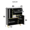 A diagram of a black shoe cabinet with dimensions indicated by lines and numbers. Anteprima dell’immagine prodotto