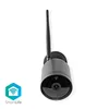 A black outdoor security camera with an antenna, mounted on a white background. A hexagonal logo with a Wi-Fi symbol and the text "SmartLife" is visible in the bottom left corner. Podgląd zdjęcia produktu