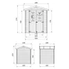Technical drawings with dimensions of a wooden shed. Podgląd zdjęcia produktu