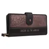A dark brown and black Anekke wallet with a textured pattern and a strap. Produktbild-Vorschau