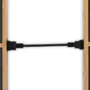 A close-up shot of a black power cord connecting two wooden panels. Produktbild-Vorschau