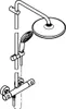 A line drawing of a shower system with a rain shower head and a hand shower. Anteprima dell’immagine prodotto