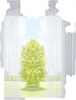 A symmetrical view of a green tree in a field, framed by sheer white curtains. Produktbild-Vorschau