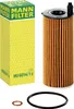 A product shot of a MANN-FILTER oil filter and its packaging, along with two sealing rings. Anteprima dell’immagine prodotto