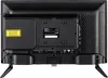 The back of a black television with various ports and labels. Produktbild-Vorschau