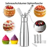 A collage of a cream whipper, decorated cakes, cupcakes, and accessories. Produktbild-Vorschau