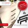 A collage of drawer handles, with a close-up of drawers with handles attached, and separate product shots of black handles and screws. Produktbild-Vorschau