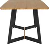 A table with a wooden top and black metal legs. Produktbild-Vorschau