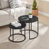 Fortena Couchtisch 2er Set Rund Schwarz Eiche Optik Produktbild-Vorschau 5