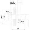 Technical drawing of a bidet faucet with dimensions and connection details. Náhled obrázku produktu
