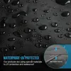 Close-up of black fabric with water droplets, highlighting waterproof features. Produktbild-Vorschau