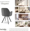 A collage of images showing a chair and different room settings (dining room, living room, kitchen, bedroom) with text overlays. Produktbild-Vorschau