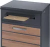 A close-up view of a mailbox with a wooden-look drawer. Podgląd zdjęcia produktu