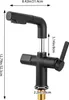 A black kitchen faucet with dimensions indicated by measurement lines and numbers. Podgląd zdjęcia produktu