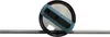 A top-down view of a blue and black Stanley Quencher H2.0 Flowstate tumbler lid and a silver straw against a white background. Produktbild-Vorschau