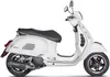 A white Vespa scooter with a black seat and exhaust pipe, shown from the side against a white background. Produktbild-Vorschau