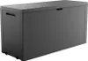 A dark gray storage box with a textured surface and lid, shown from a slight angle. Podgląd zdjęcia produktu