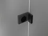 A close-up view of a black shower hinge on a gray background. Produktbild-Vorschau