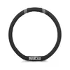 A black steering wheel cover with gray accents and a Sparco logo. Anteprima dell’immagine prodotto