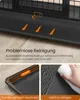 Close-up of a pet cage base with text highlighting its cleaning features. Produktbild-Vorschau