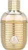 A gold-colored perfume bottle with a ribbed texture and a prominent Moncler logo. Produktbild-Vorschau