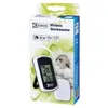 The product packaging for a wireless thermometer, featuring an image of the thermometer and an outdoor sensor, along with a partial image of a woman. Podgląd zdjęcia produktu