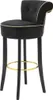 A black bar stool with gold trim and a gold footrest, shown against a white background. Podgląd zdjęcia produktu