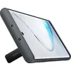 A smartphone with a black case is shown from a side angle, propped up by its kickstand. Produktbild-Vorschau