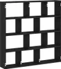 A black bookshelf with multiple compartments against a white background. Podgląd zdjęcia produktu